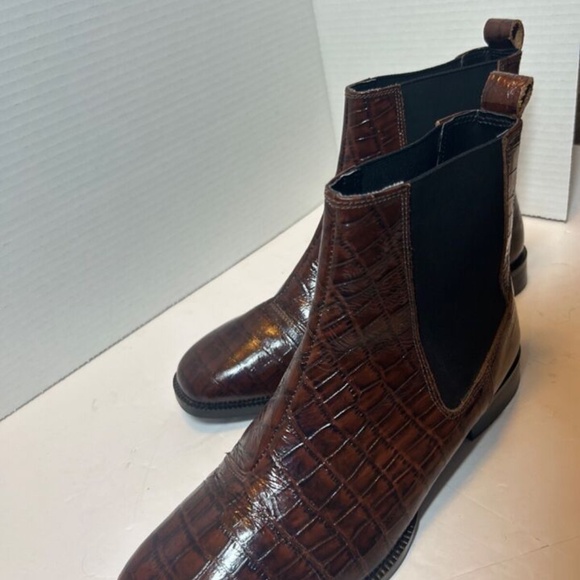 mens boots ASOS Design size 7 Alligator skin brown - Picture 2 of 5